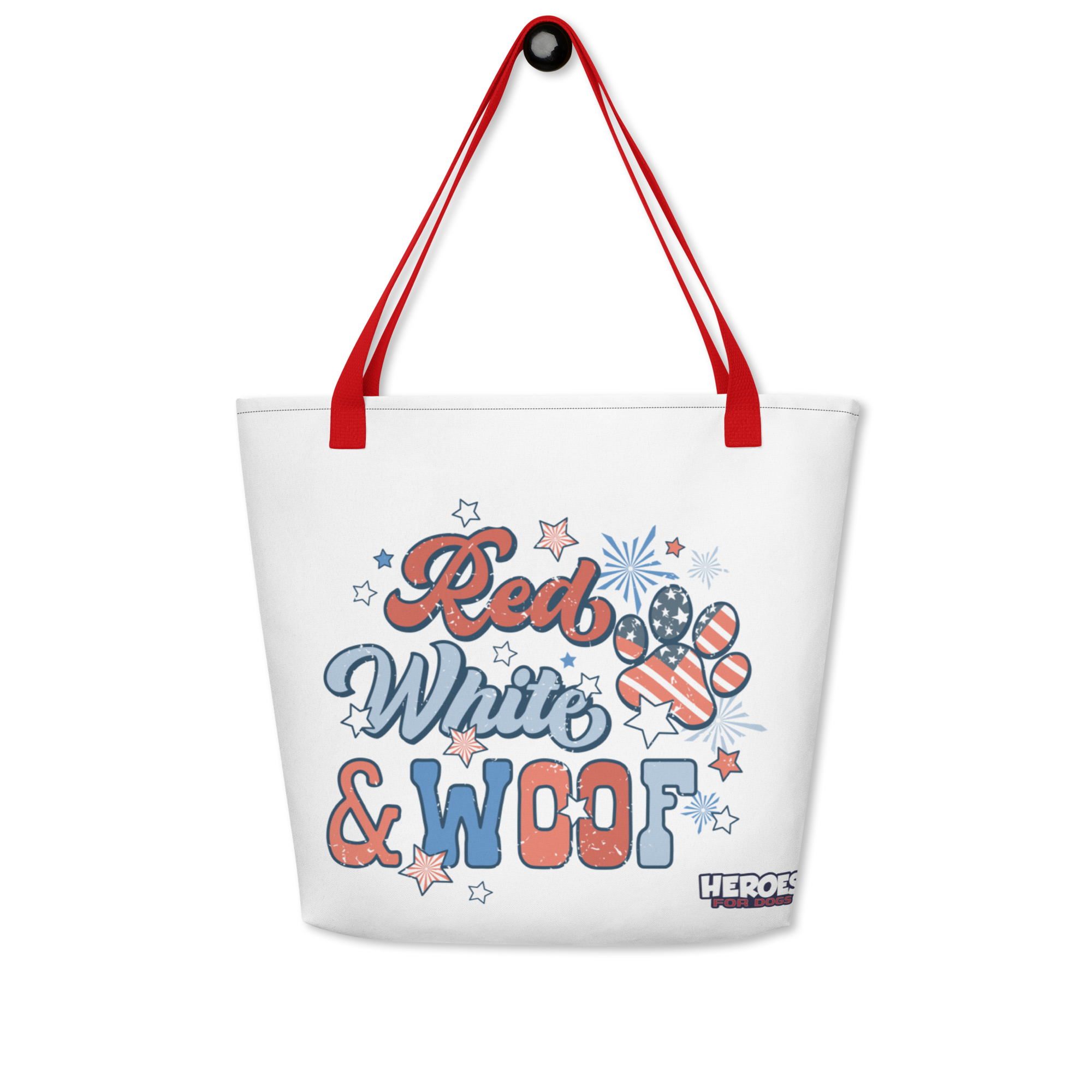Red, White & Woof Large Tote Bag