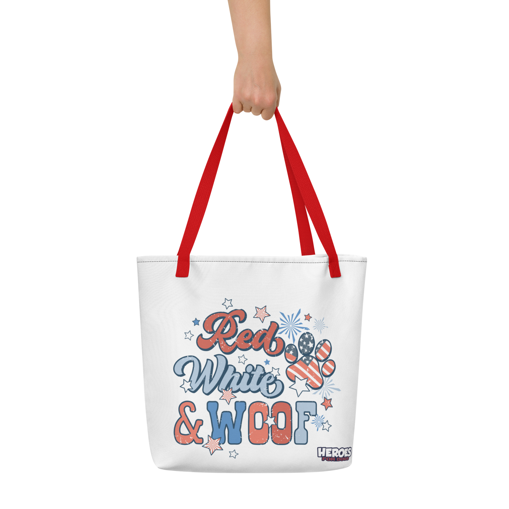 Red, White & Woof Large Tote Bag