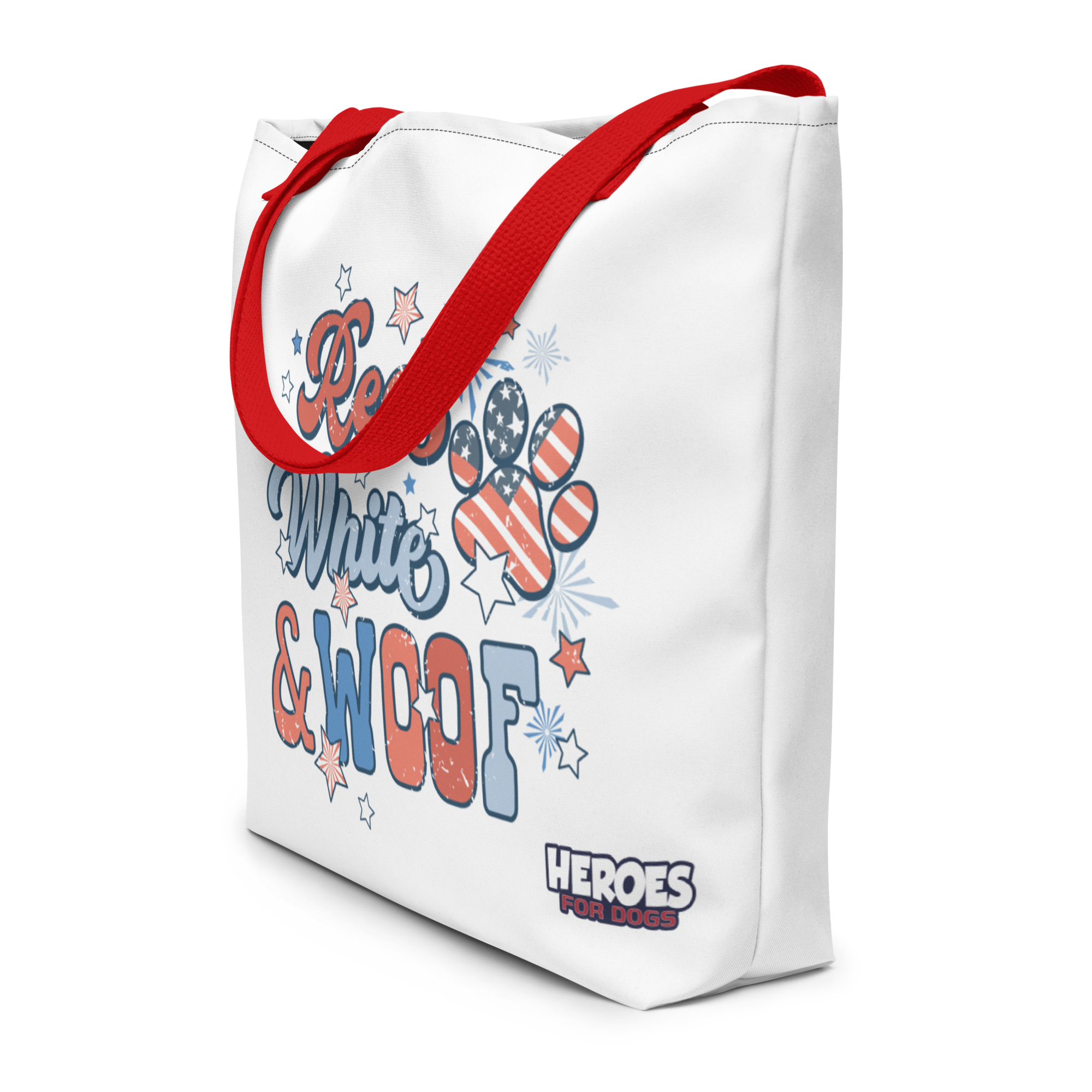 Red, White & Woof Large Tote Bag